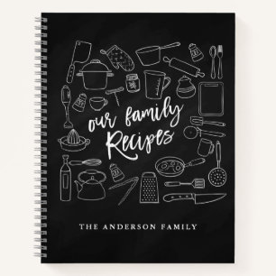 Chalkboard Kitchen Tools Personalisiert Rezept Notizbuch