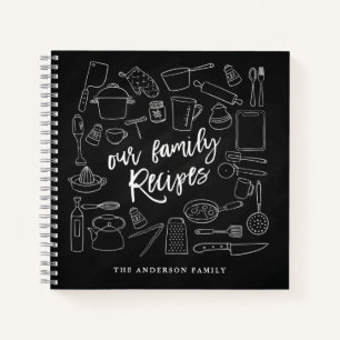 Chalkboard Kitchen Tools Personalisiert Rezept  Notizbuch