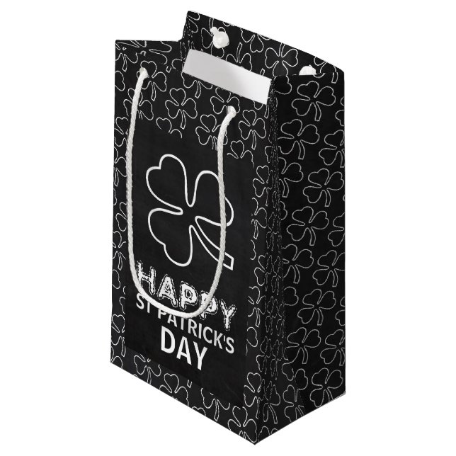 Chalkboard-Kleeblatt, St Patrick's Day Kleine Geschenktüte (Vorderseite Schrägansicht)