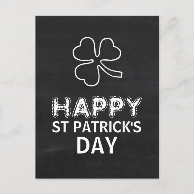 Chalkboard-Kleeblatt, St Patrick's Day Postkarte (Vorderseite)