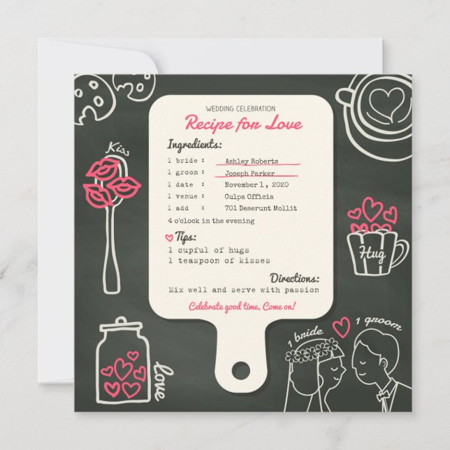 Chalkboard kreative Rezept Hochzeitskarte Einladung (Vorderseite)