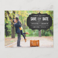 Chalkboard Label-Foto Save the Date Postkarte