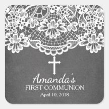 Chalkboard Lace First Holy Communion Sticker