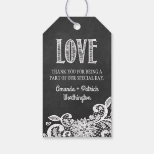 Chalkboard Lace Gastgeschenk Hochzeit Danke, dass Geschenkanhänger