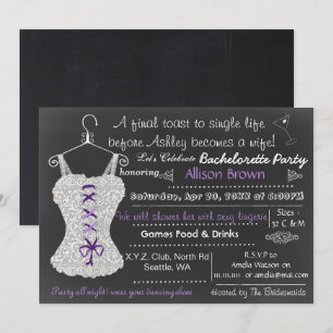 Chalkboard Lace Lingerie Dusche Bachelorette Einladung