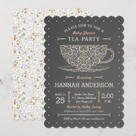 Chalkboard Lacy Teacup Kinderdusche Einladung