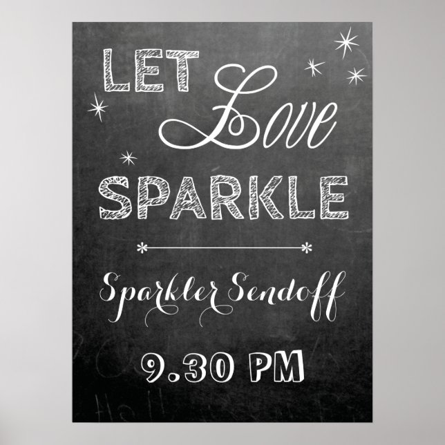 Chalkboard lass Liebe Sparkler Hochzeitschild Post Poster (Vorne)