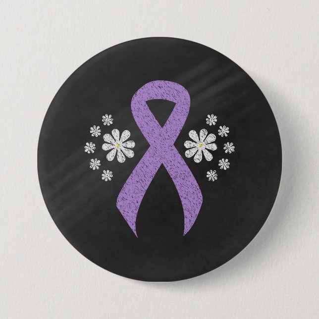 Chalkboard Lavender Awareness Ribbon Button (Vorderseite)