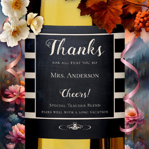 Chalkboard-Lehrer Danke für Ihr Weinetikett