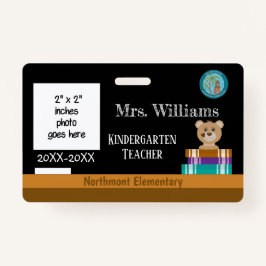 Chalkboard Lehrer ID Abzeichen mit District Siegel Ausweis