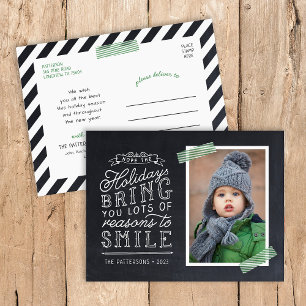 Chalkboard Letting Holiday Foto Card Feiertagspostkarte