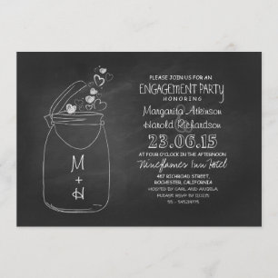 Chalkboard Liebe Herz Mason Jar Verlobungsfeier Einladung