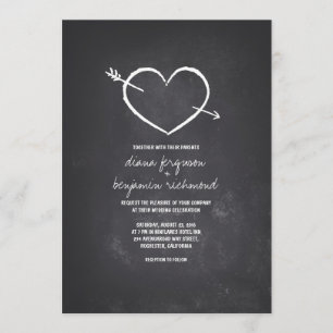 Chalkboard Liebe Herz rustikale Hochzeit Einladung