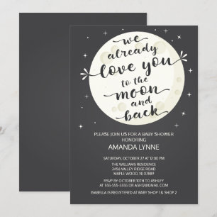 Chalkboard Liebe Moon & Back Baby Dusche einladen Einladung