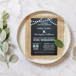 Chalkboard Lights Aqua Faire-part de mariage