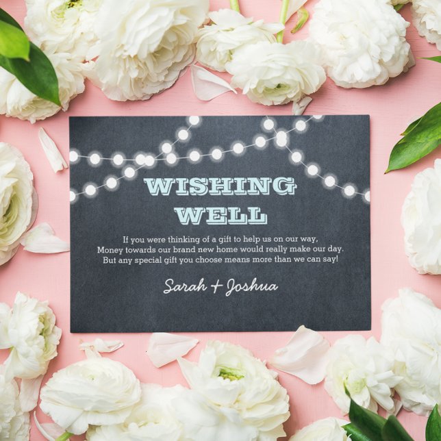 Chalkboard Lights Aqua Hochzeit wünschend gut Begleitkarte (Von Creator hochgeladen)