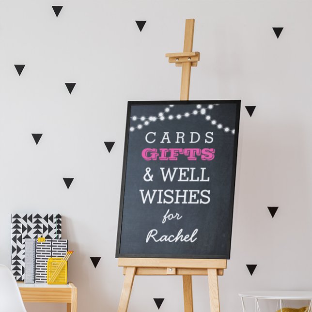 Chalkboard Lights Dark Pink Gift Table Sign Poster (Von Creator hochgeladen)