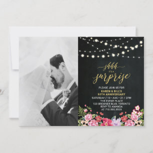 Chalkboard & Lights Foto 50. Hochzeitstag Einladung