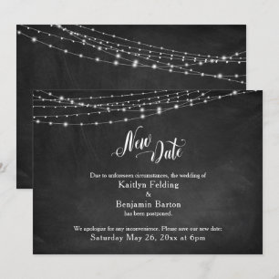 Chalkboard & Lights Hochzeit verschoben "New Date" Einladung