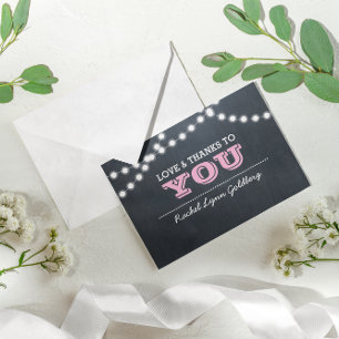 Chalkboard Lights Pink Bat Mitzvah Vielen Dank Dankeskarte