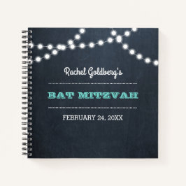 Chalkboard Lights Turquoise Bat mitzvah livre d'hô