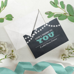 Chalkboard Lights Turquoise Bat mitzvah Merci Note