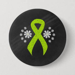 Chalkboard Lime Green Awareness Ribbon Button