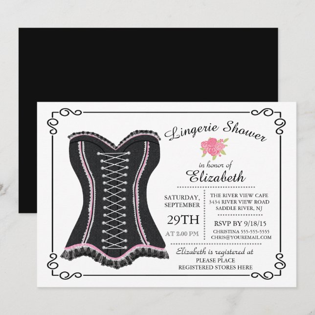 Chalkboard Lingerie Bridal Dusche Einladung (Vorne/Hinten)