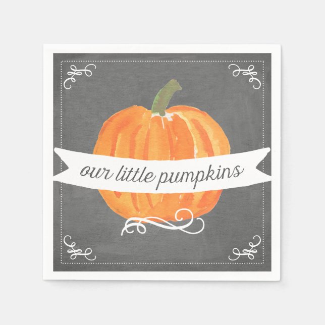 Chalkboard Little Pumpkins Twins Birthday Napkin Serviette (Vorderseite)