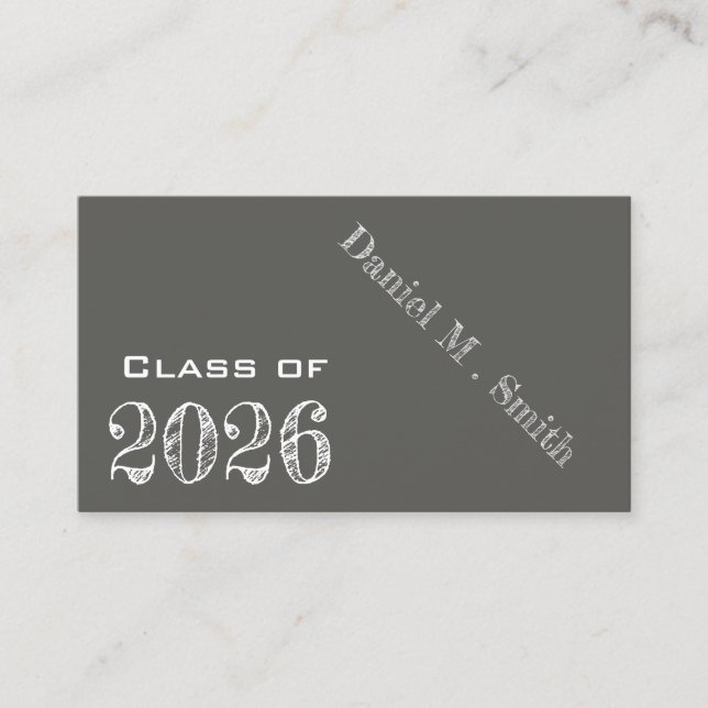 Chalkboard look 2026 - carte de nom de graduation (Devant)