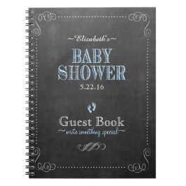 Chalkboard Look Blue Baby Dusche Gästebuch- Notizblock