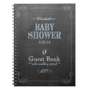 Chalkboard Look Blue Baby Dusche Gästebuch- Notizblock
