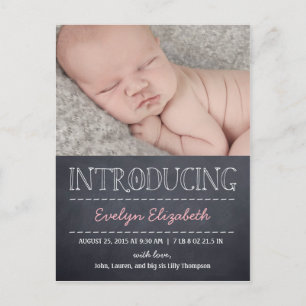 Chalkboard Look Faire-part de naissance - rose