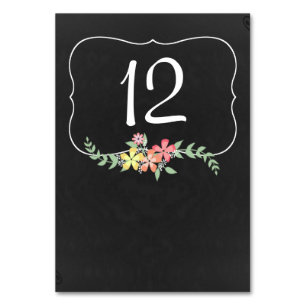 Chalkboard Look Floral Wedding Tischnummer Card