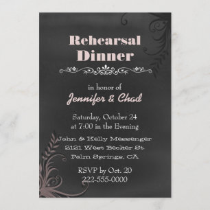 Chalkboard Look Hochzeit Probe Abendessen nach Maß Einladung