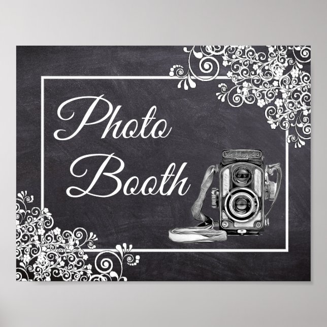 Chalkboard Look Wedding Foto Booth Poster (Vorne)