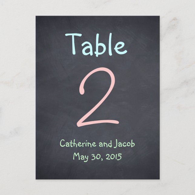 Chalkboard Look Wedding Tischnummer Card (Vorderseite)