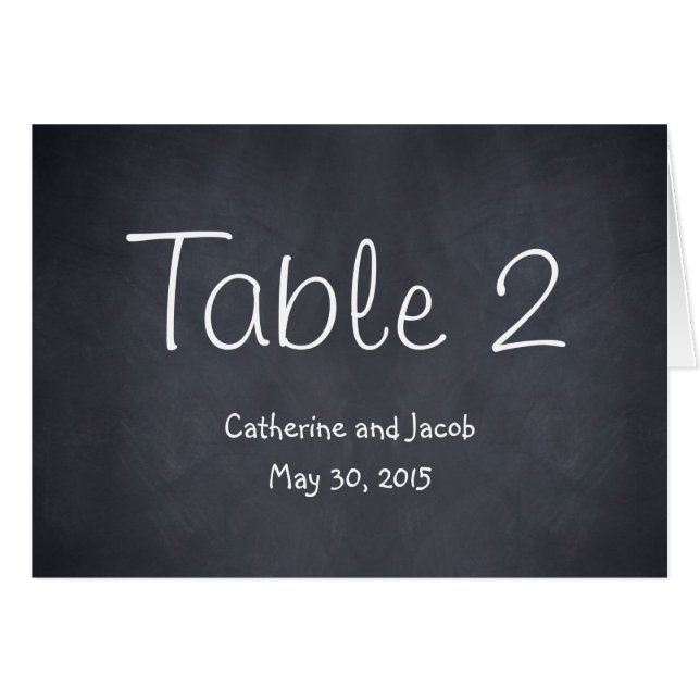 Chalkboard Look Wedding Tischnummer Card (Vorderseite (Horizontal))
