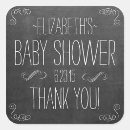 Chalkboard Look White Handgeschriebener Text Baby  Quadratischer Aufkleber