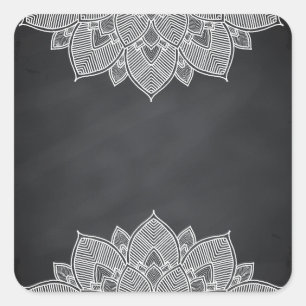 Chalkboard Lotus Blume Mandala Swirl Quadratischer Aufkleber