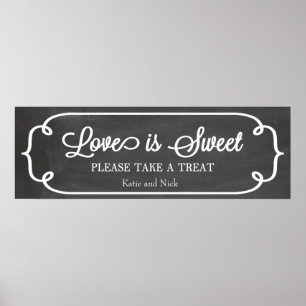 Chalkboard Love is Sweet Sign Poster
