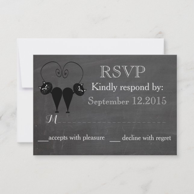 Chalkboard lustige Liebe Ehepaar RSPV RSVP Karte (Vorderseite)