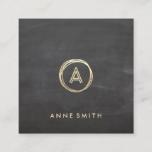 Chalkboard Luxe Gold Circle Modern Monogram