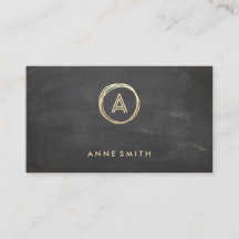 Chalkboard Luxe Gold Circle Modern Monogram