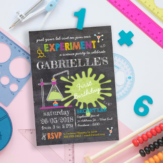 Chalkboard Mad Science Party Geburtstag Einladung