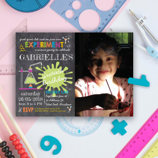 Chalkboard Mad Science Party Geburtstag Einladung