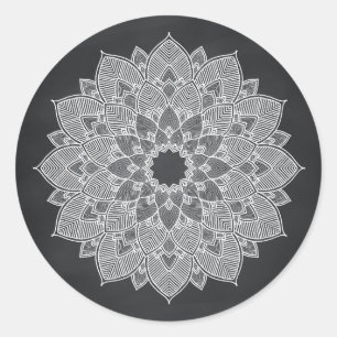 Chalkboard Mandala Lotus Blume Swirl Runder Aufkleber