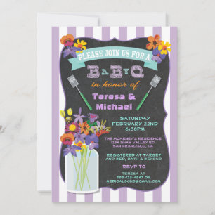 Chalkboard Mason Jar Baby Q Einladungen