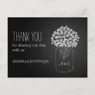 Chalkboard Mason Jar Blume Hochzeit Vielen Dank Postkarte