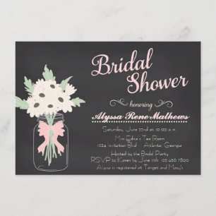 Chalkboard Mason Jar Bridal Dusche Einladung PINK